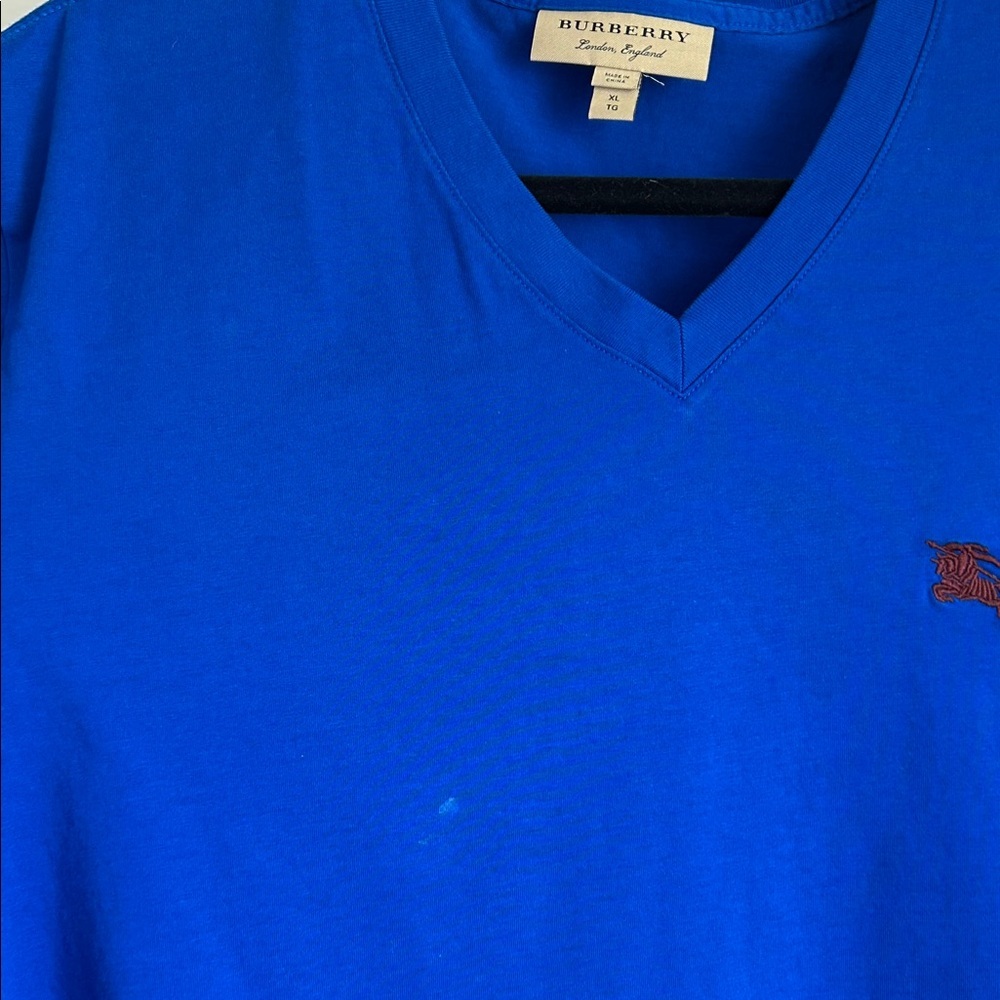 Burberry Royal Blue V-Neck Women's Tee | XL - Picture 6 of 8